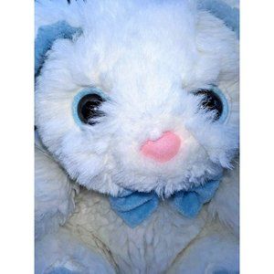 Vintage White Blue Bunny Rabbit Plush Bow Tie Pink Nose 10" Stuffed Animal Korea